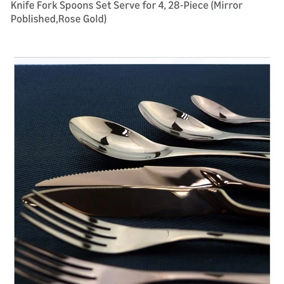 Elegant Rose Gold Flatware Set - 28-Piece - Picture 7 of 13